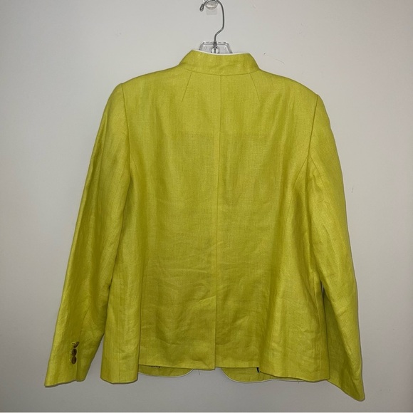 Talbots Aberdeen Linen Chartreuse Classy MatureCoastal Grandma Blazer Size 10 - Picture 3 of 13